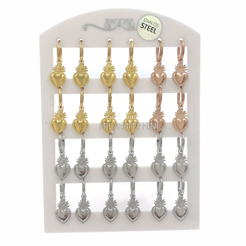 OPA450-334-Cerchi 2x10 Sarcro Cuore-12 Paia Orecchini in Acciai - OPA450-334-Cerchi 2x10 Sarcro Cuore-12 Paia Orecchini in Acciaio