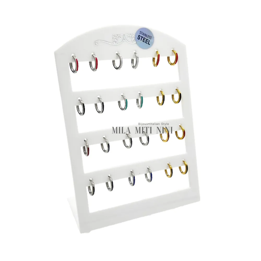 OPA450-412-Cerchio Smaltato-12 Paia Orecchini in Acciaio - OPA-450-412 2.0x8mm