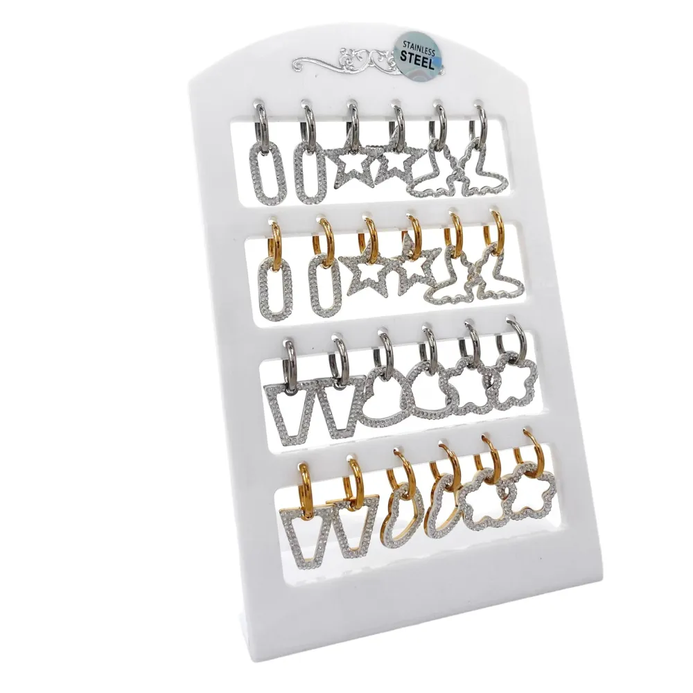 Cerchio con Pendenti Mix-12 Paia Orecchini in Acciaio - OPA-450-544