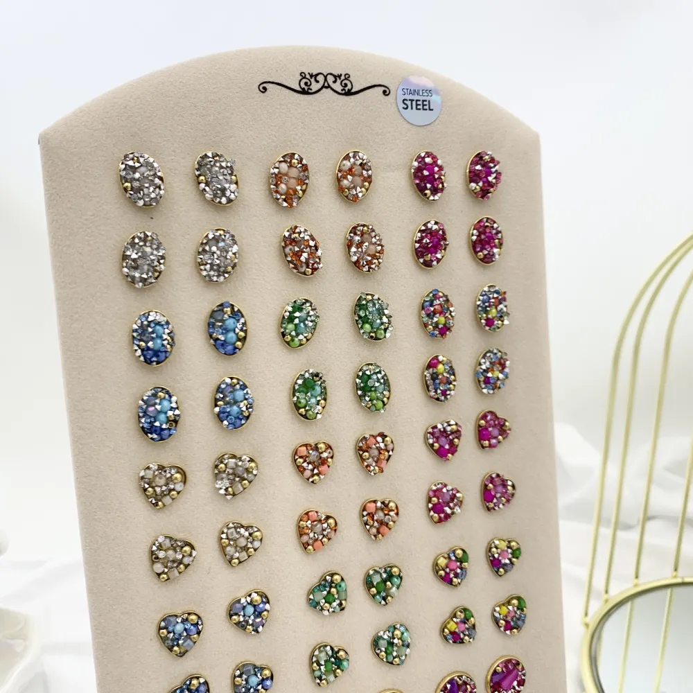 Quadrato Farfalla Quadrifoglio-36 Paia Orecchini a Lobo in Acciaio - OPA-732-230