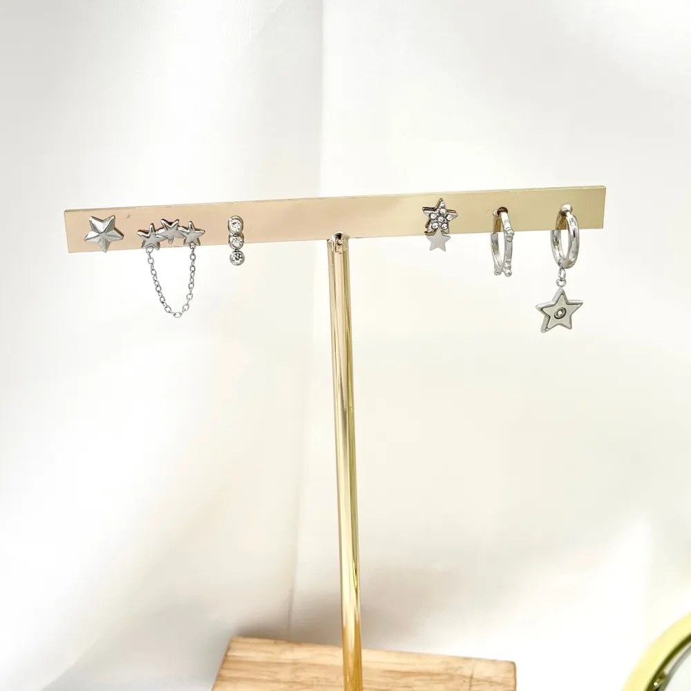 Stella-Set 6Pz Orecchini in Acciaio - OPA-736-08