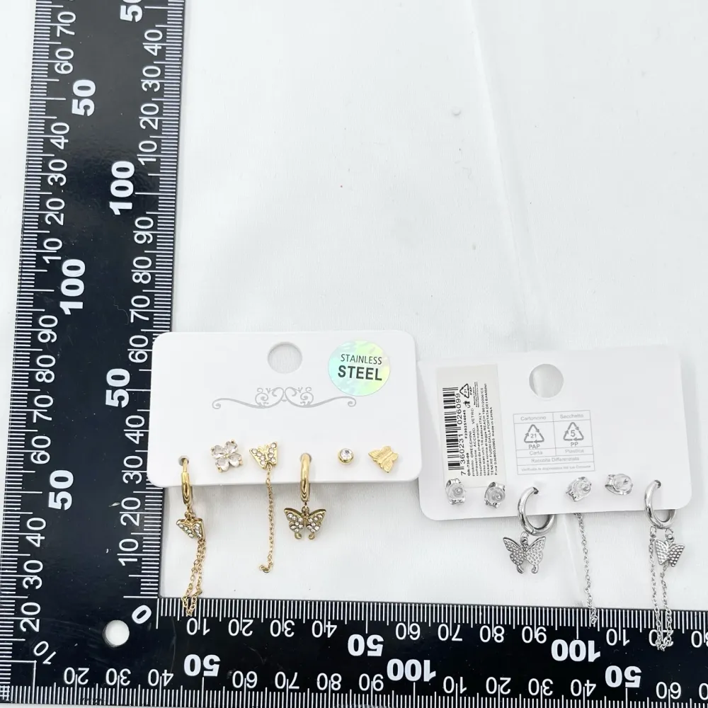 Farfalla-Set 6Pz Orecchini in Acciaio - OPA-736-09