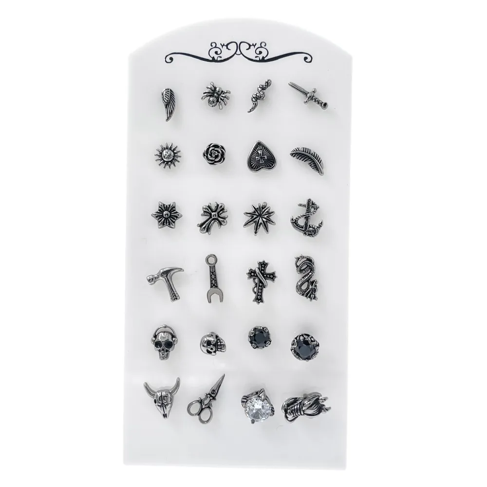 Mix Soggetti-12 Paia Orecchini in Acciaio - OPA-751-03