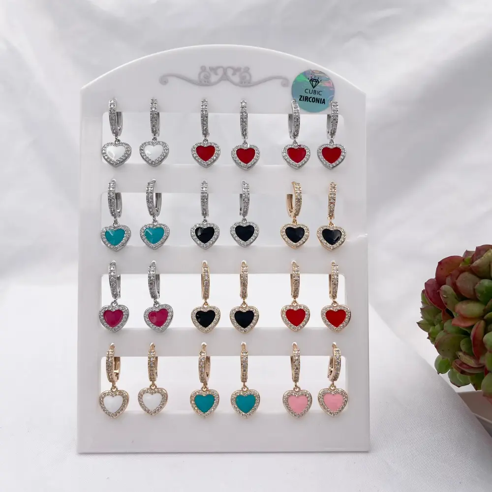 Cerchio con Cuore-12Paia Orecchini con Zirconia - OPM109-128