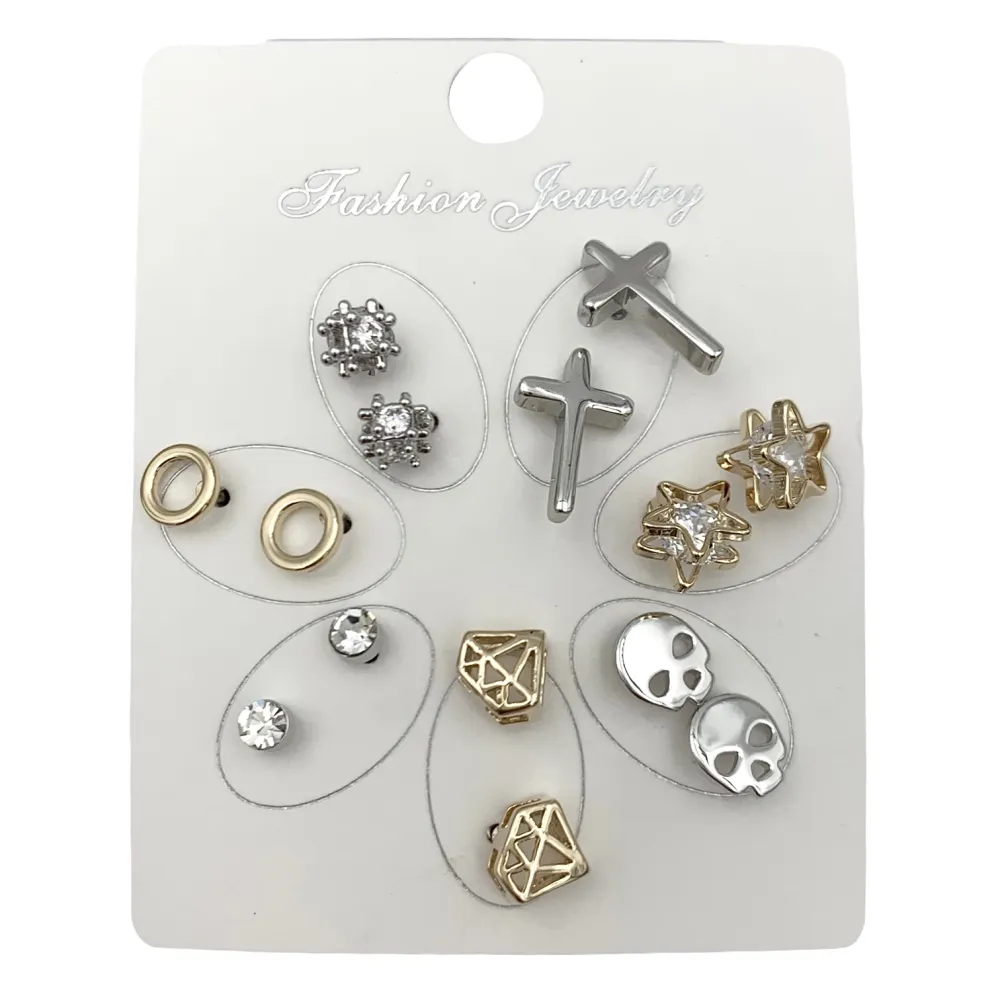 OPM6545-Set 7 Paia -7 Paia Orecchini a Lobo - OPM6545-Set 7 Paia Mini Orecchini-Orecchini a Lobo