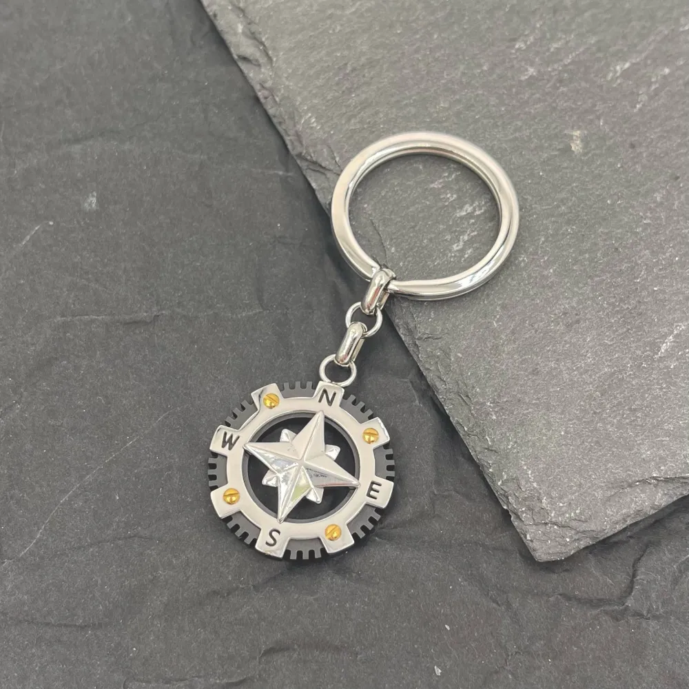 Rosa dei Venti-Portachiavi da Uomo in Acciaio - PKU-600-H295