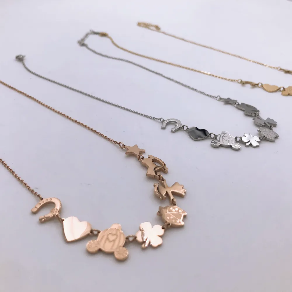 Collana corta in  acciaio - PORTA FORTUNA  FAVOLE  MIX 3995   -COLLANA ACCIAIO