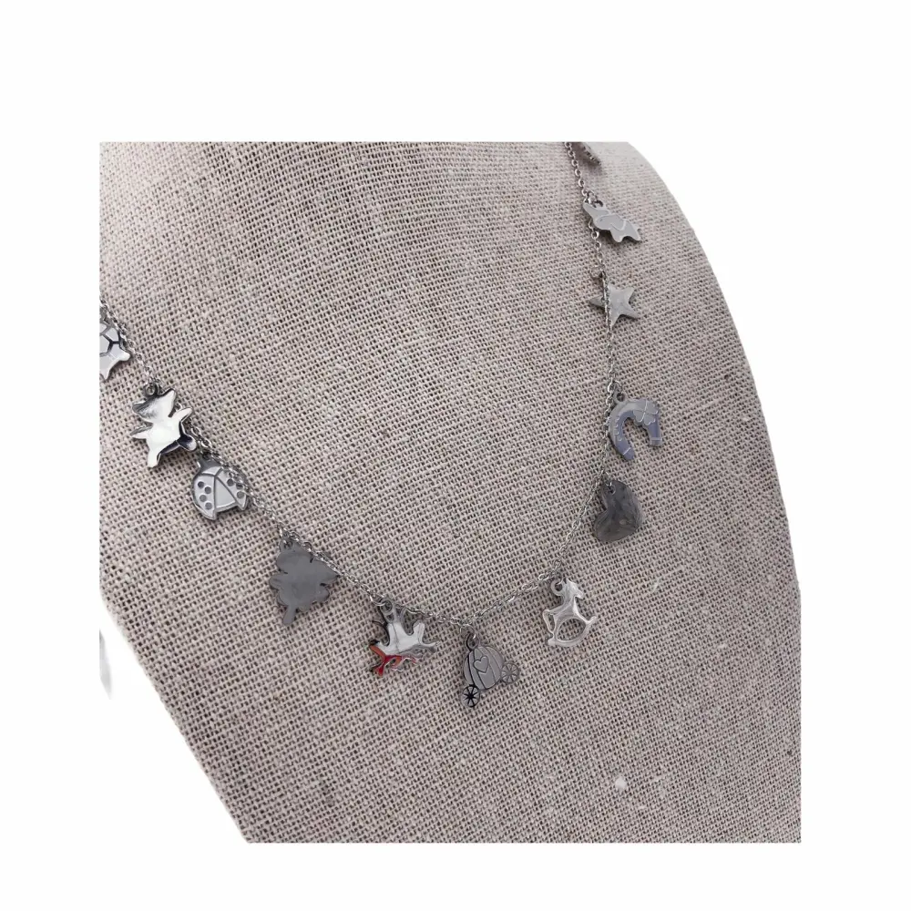 Collana corta in  acciaio - PORTA FORTUNA  FAVOLE PENDENTE MIX 4006  -COLLANA ACCIAIO