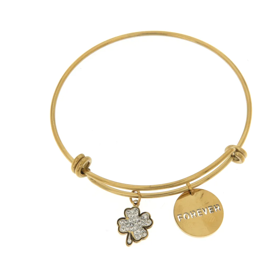 SBRA Quadrifoglio Forever 0951 - Bracciale Rigido Acciaio - SBRA Quadrifoglio Forever 0951 - Bracciale Rigido Acciaio