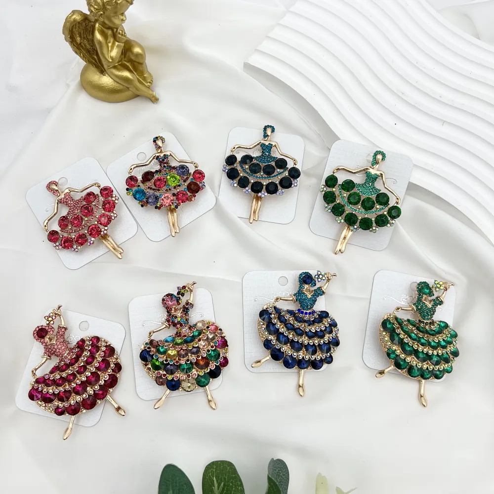 Ballerina-Spilla in Metallo e Strass - SPM-312-369