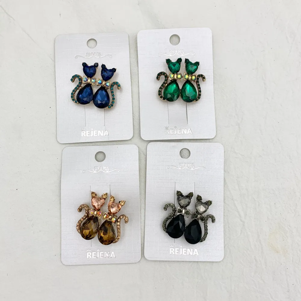 Doppio Gatto - Spilla con Strass - SPM-321-247