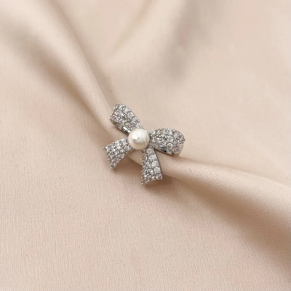 Fiocco con Perla-Spilla Piccola con Zirconia - SPM-506-191