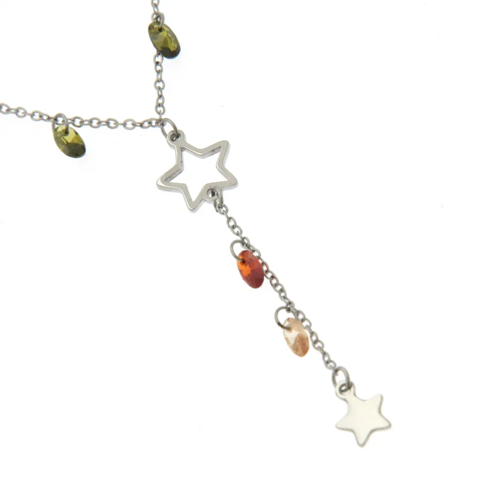 Stella e Zirconi 3098 - Collana Corta in Acciaio - Stella e Zirconi 3098 - Collana Corta in Acciaio