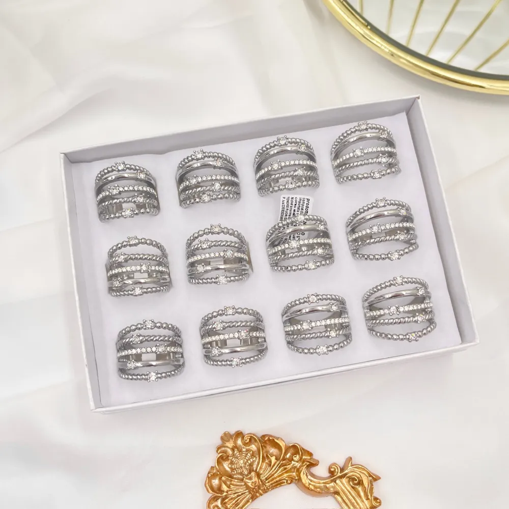 Multifilo con Punto Luce-Anello in Acciaio con Misura - AAM-103-AA2994R