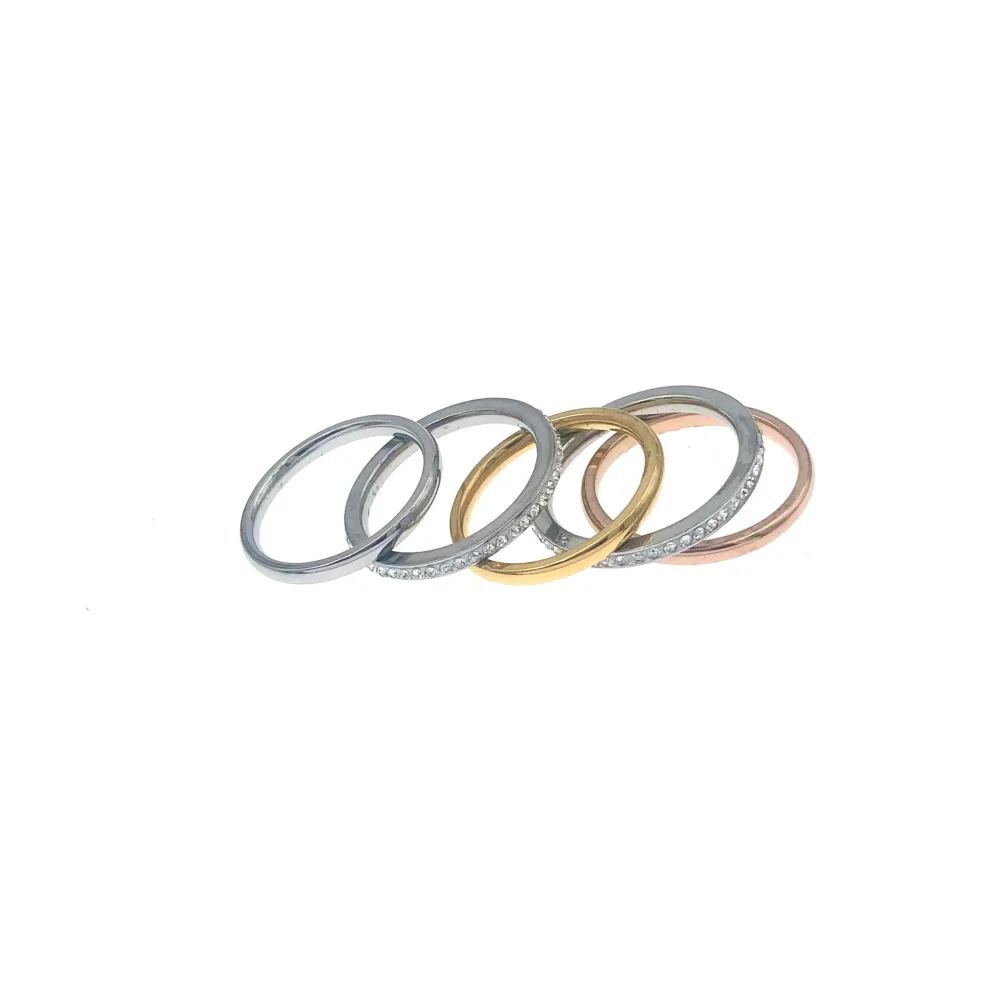 Set 5pz Fedini con Strass-12 Set Anelli in Acciaio con Misura - AAM105-138