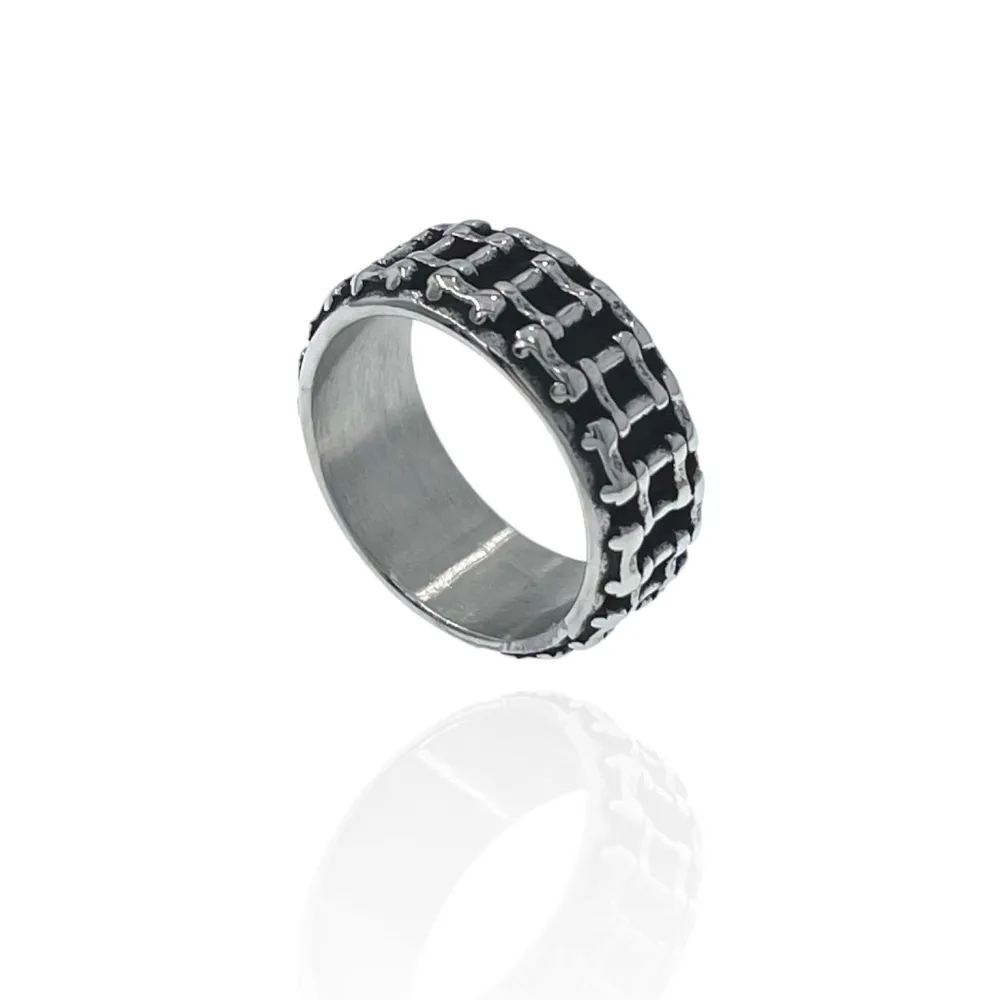 Fede con Catena-Anello in Acciaio con Misure - AAM-423-46