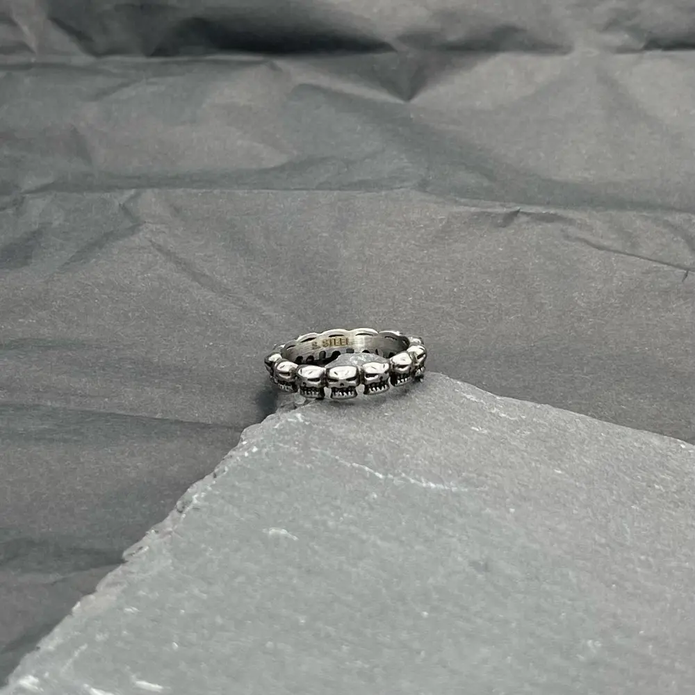 Fede con Teschio-Anello in Acciaio con Misure - AAM-518-235