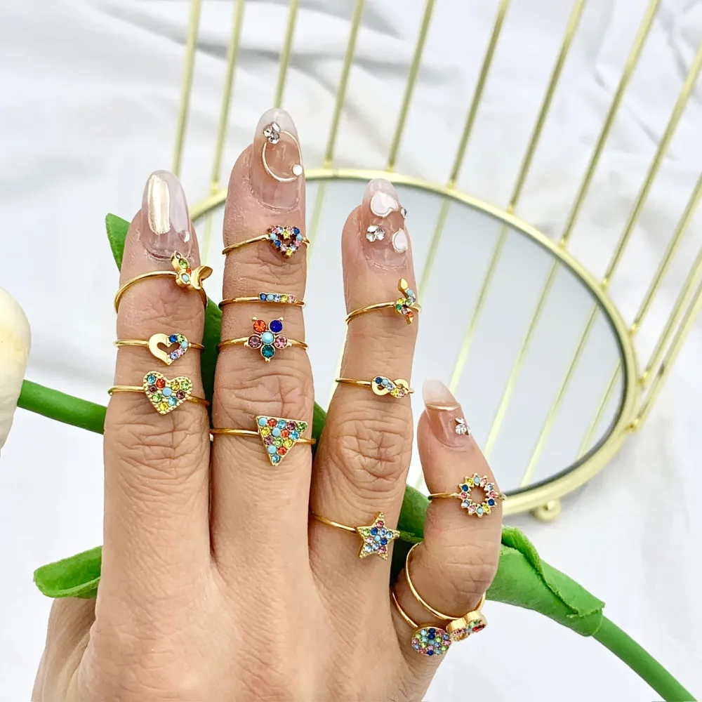 Mix Con Zirconia da Farange-60pz Anelli da Farange/Mignolo in A - AAR-103-AA1501-1515R