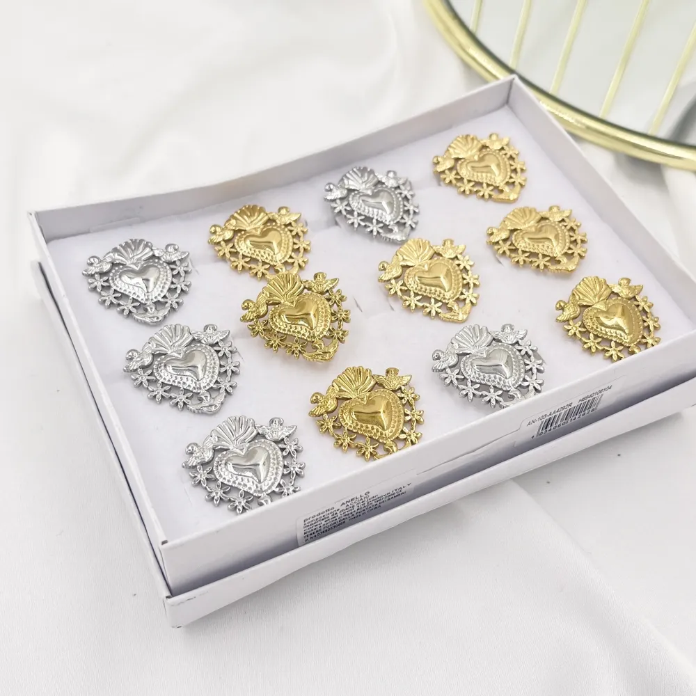 Sacro Cuore-Anello Regolabile in Acciaio - AAR-103-AA2706B