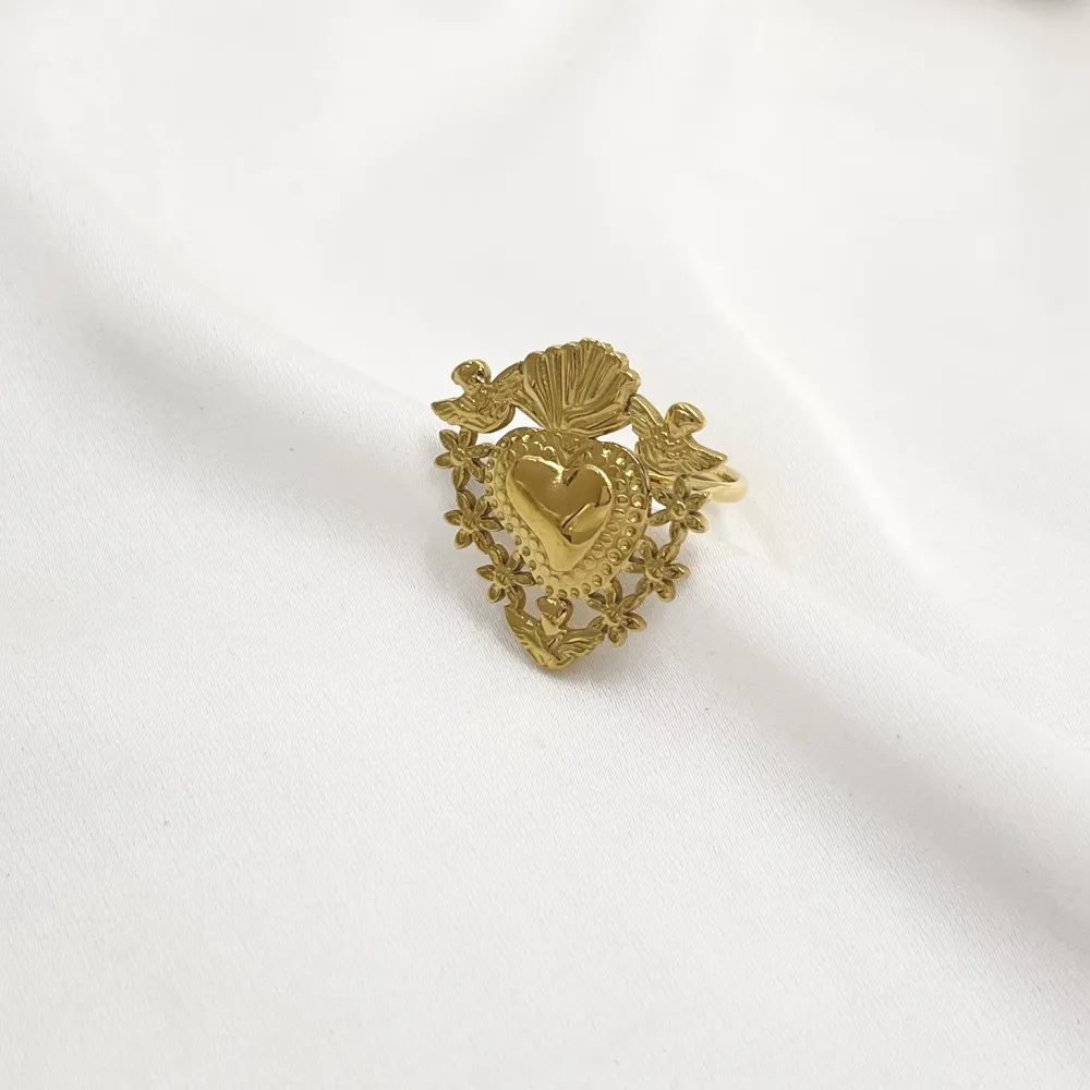 Sacro Cuore-Anello Regolabile in Acciaio - AAR-103-AA2706B