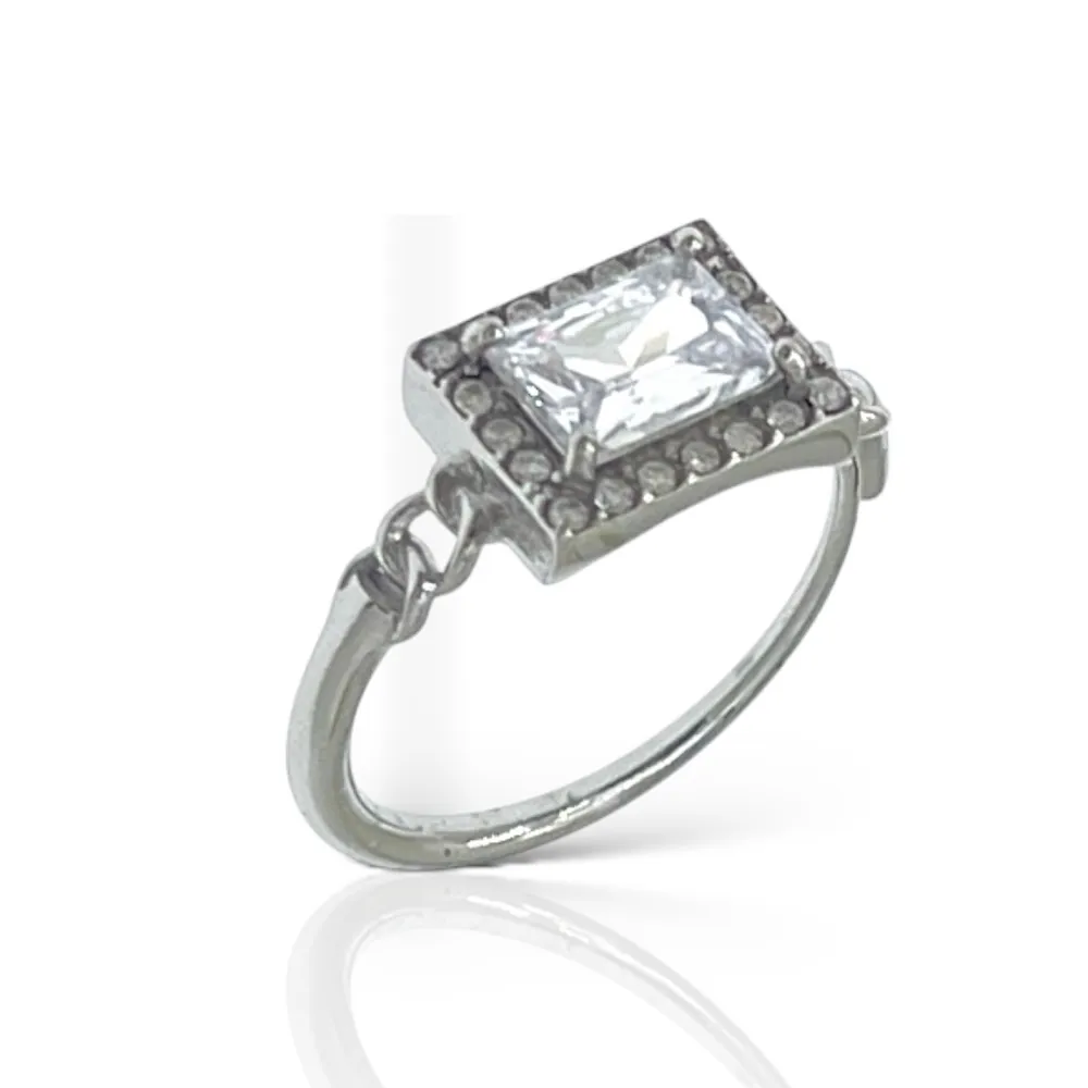 Pietra rettangolare  -Anello Regolabile in Acciaio - AAR-103-AA4251R