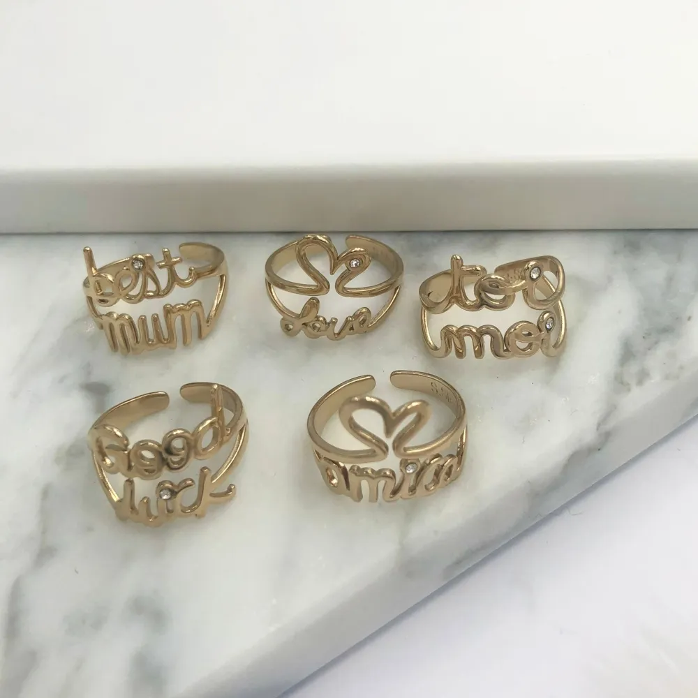 Scritte -36pz mix anelli regolabili in Acciaio - AAR104-A103