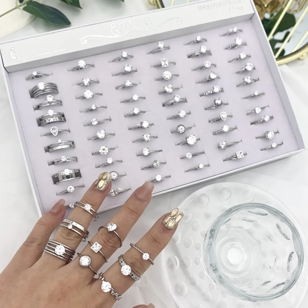 Mix con Punto Luce-60Pz Anelli Regolabili in Acciaio - AAR-105-178