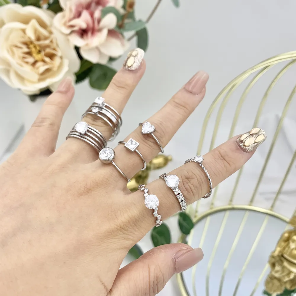 Mix con Punto Luce-60Pz Anelli Regolabili in Acciaio - AAR-105-178