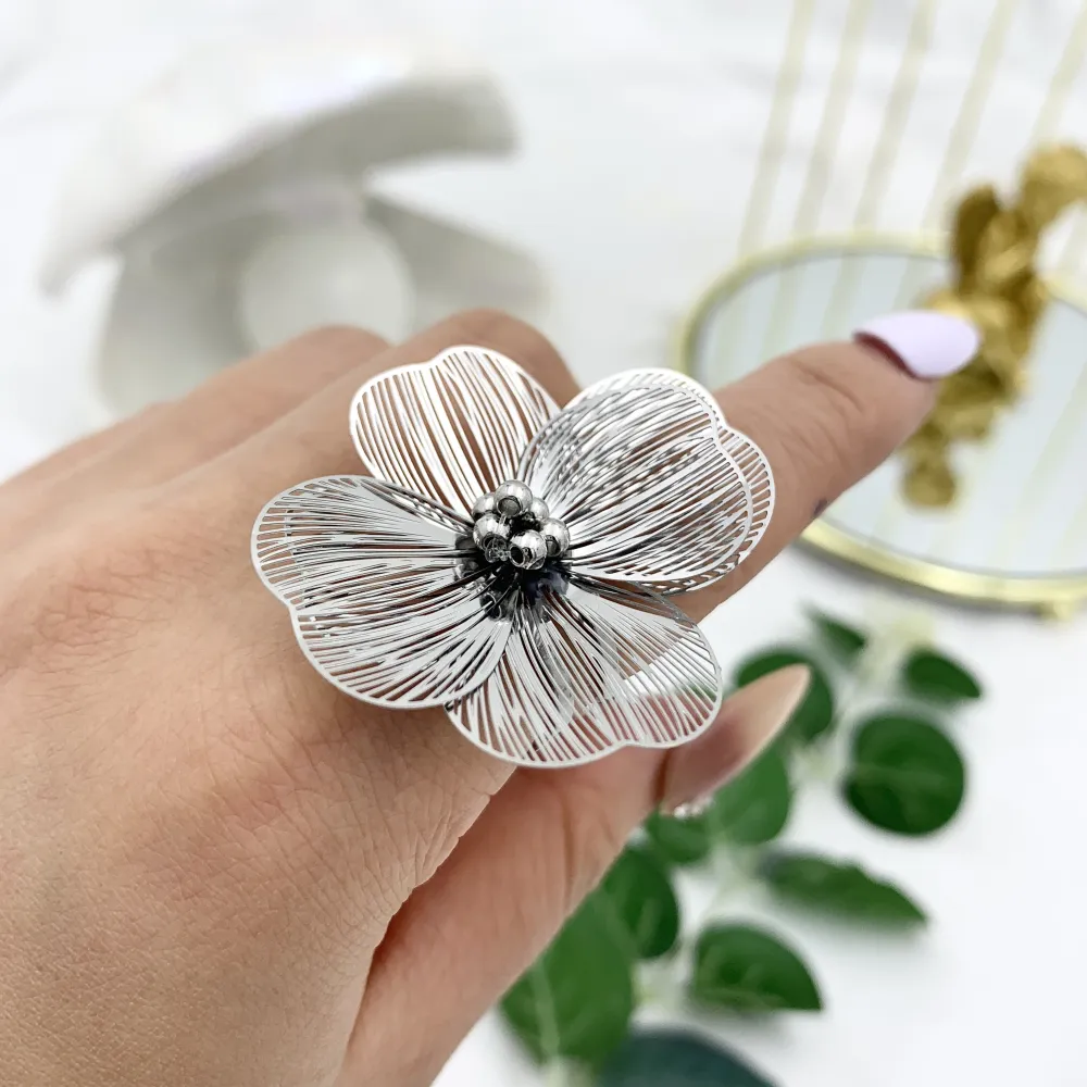 Fiore-Anello Regolabile in Acciaio - AAR-732-175