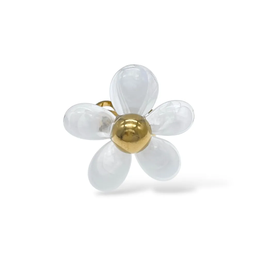 Fiore  -Anello Regolabile in Acciaio - AAR-732-394