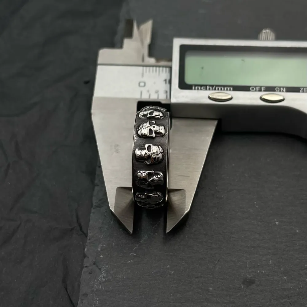 Fede con Teschio-Anello in Acciaio con Misure - AAU-105-147