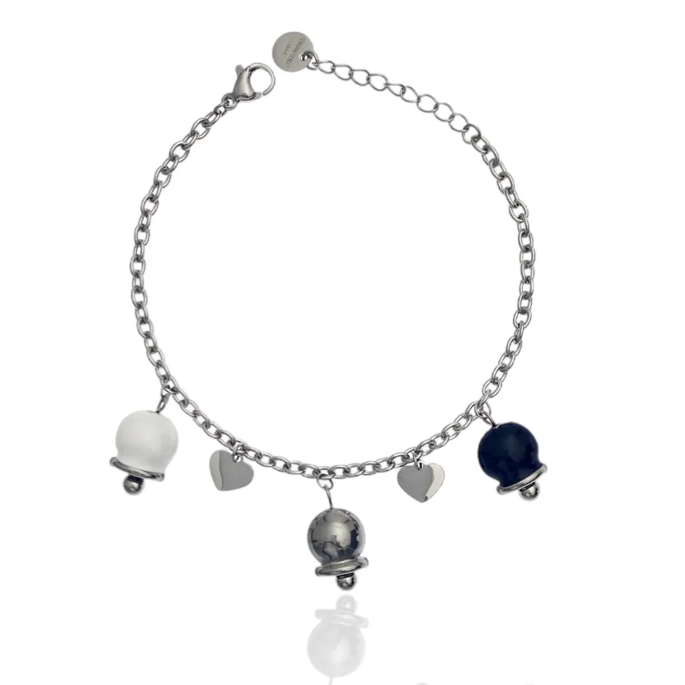 Campanello Smaltato-Bracciale in Acciaio con Chiusura - BAC-103-AA2076B