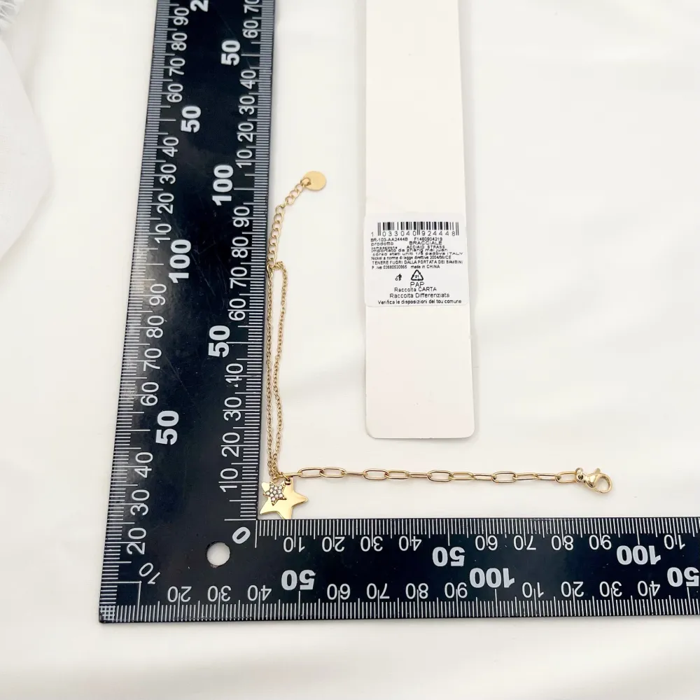 Stella con Strass-Bracciale in Acciaio - BAC-103-AA2444B