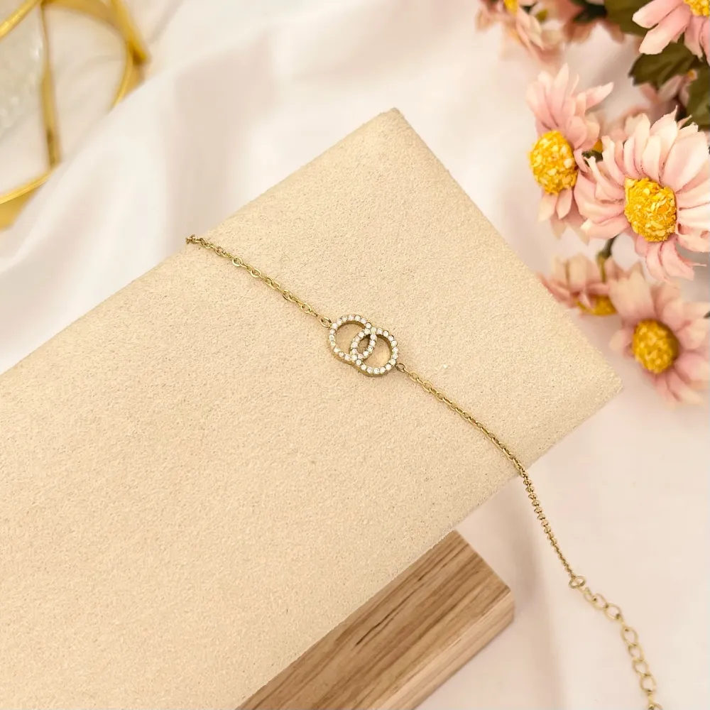 Doppio Cerchio-Bracciale in Acciaio con Chiusura - BAC-103-AA2839B