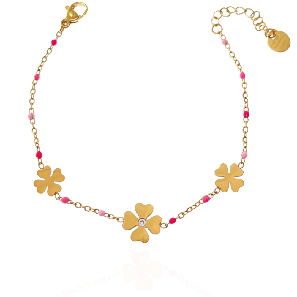 Quadrifoglio-Bracciale Smaltato in Acciaio - BAC-103-AA3446B