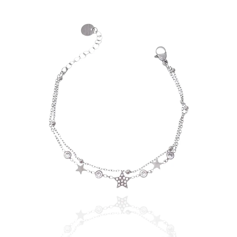 Doppio con la Stella-Bracciale in Acciaio - BAC-103-AA3461B