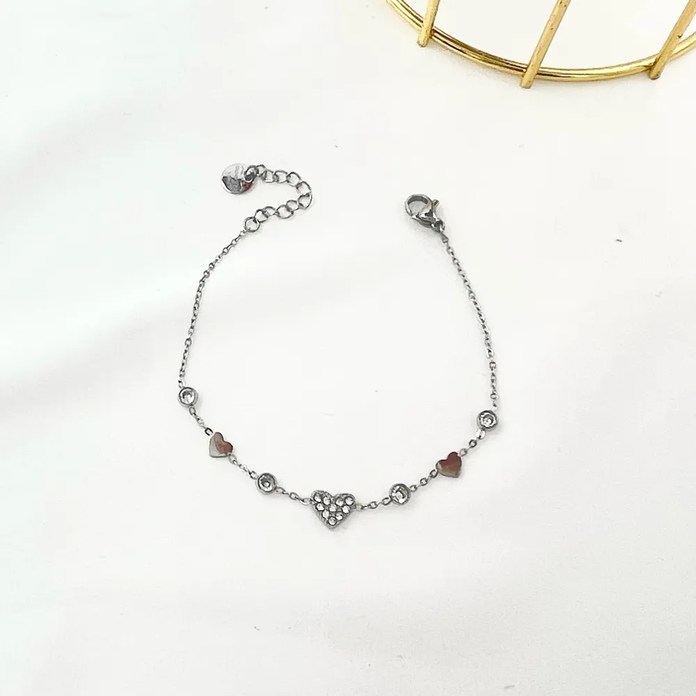 Cuore con Punto Luce-Bracciale in Acciaio - BAC-103-AA3481B