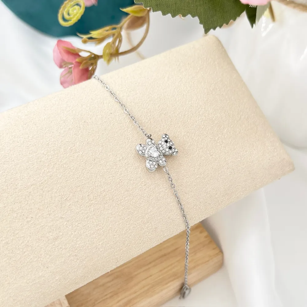 Orsetto con Cuore-Bracciale in Acciaio - BAC-103-AA4187B