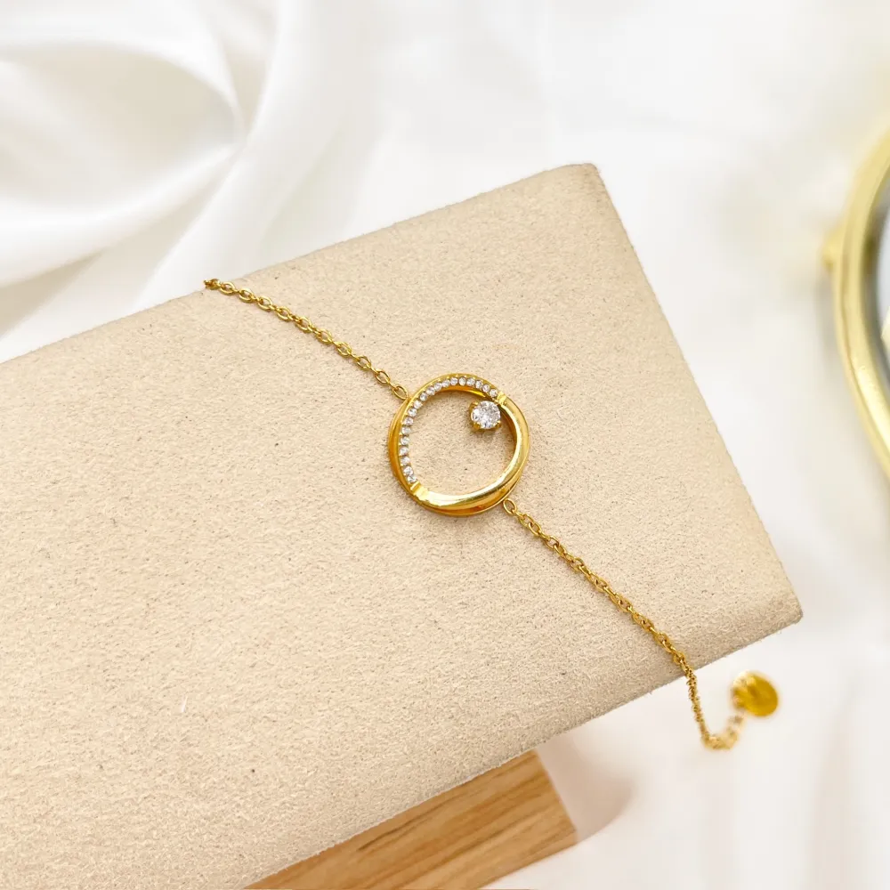 Cerchio con Punto Luce-Bracciale in Acciaio - BAC-103-AA4192B