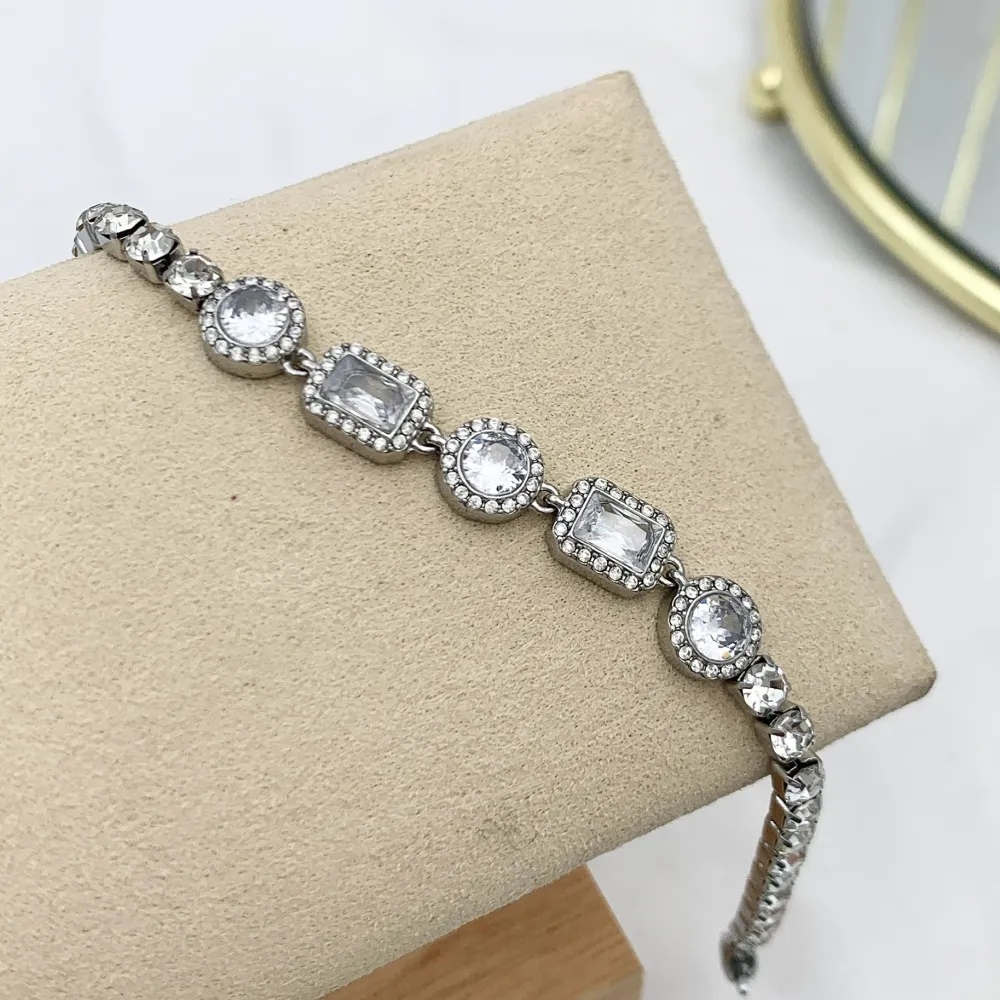 Tennis con Cipollona e Rettangolare-Bracciale in Acciaio - BAC-103-AA4212B