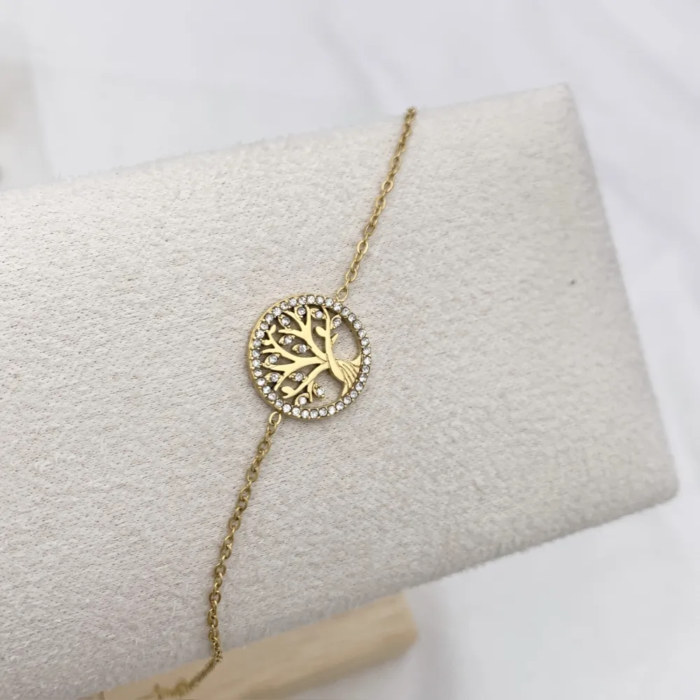 Albero della Vita con Zirconia-Bracciale in Acciaio con Chiusura - BAC-103-AA4302B