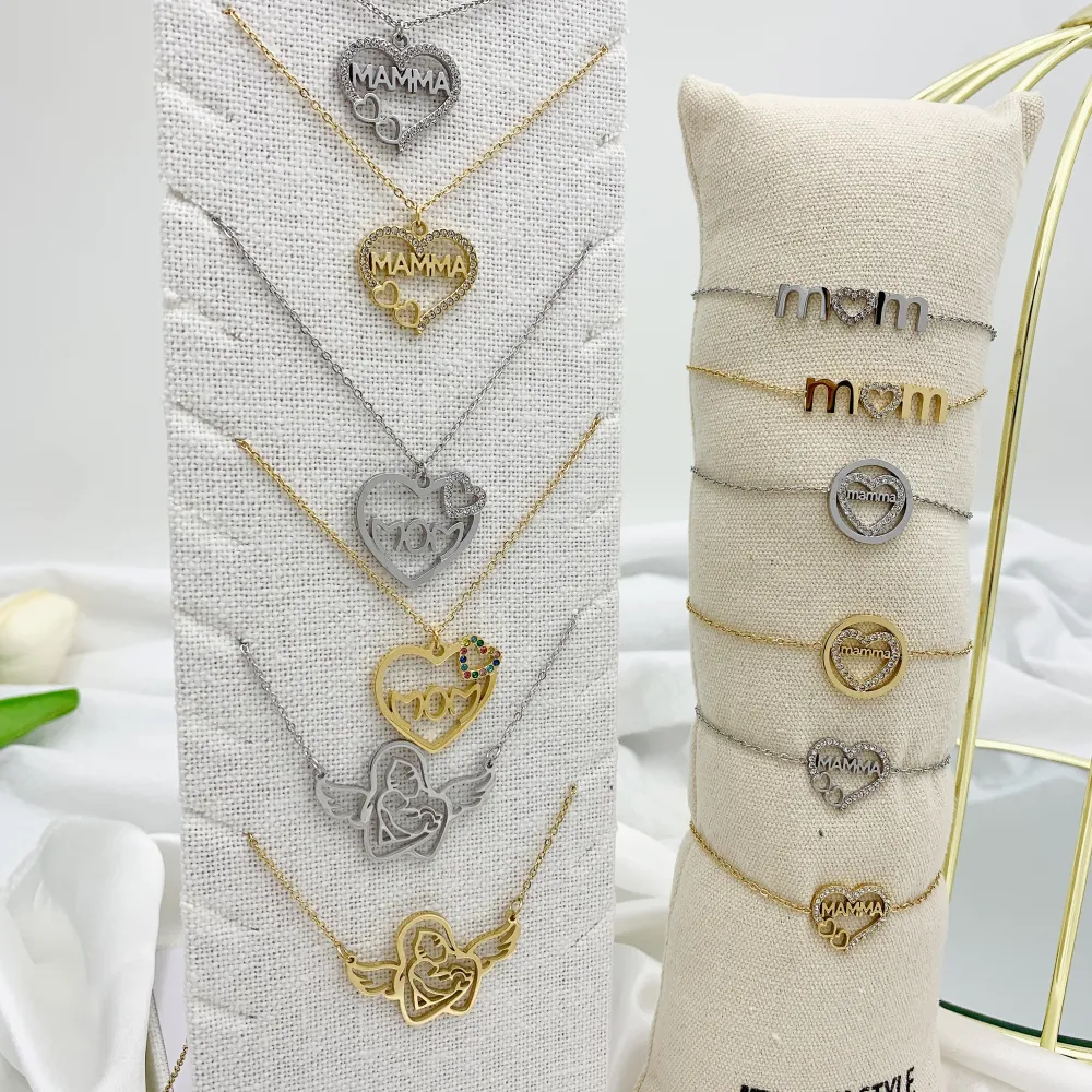 Mamma-Bracciale in Acciaio e Zirconia - BAC-103-AA956B