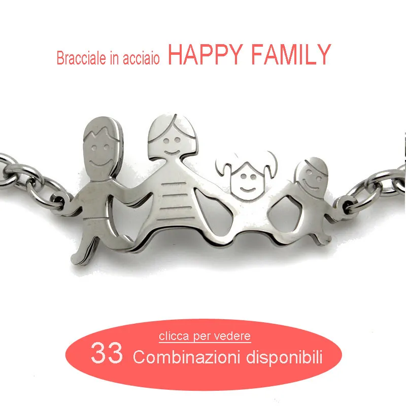 BAC1110-Bracciale Happy Family - Bracciale in Acciaio - BAC1110-Bracciale Happy Family - Bracciale in Acciaio