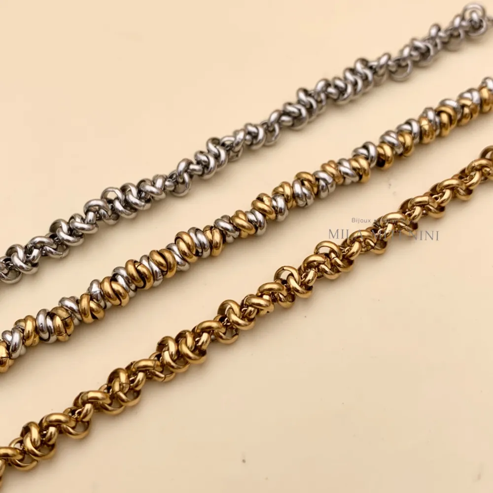 Catena ad Anellini-Bracciale in Acciaio con Chiusura - BAC208-220