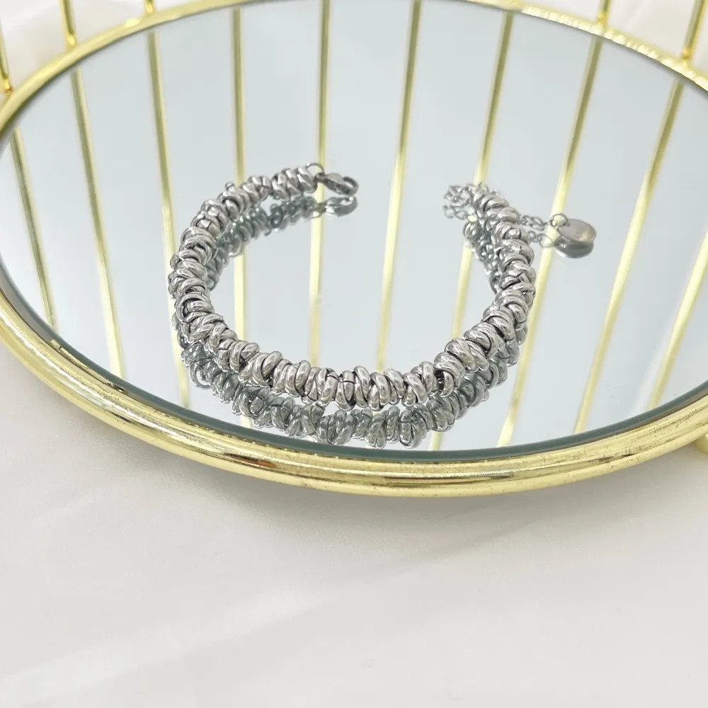 Anellini Intrecciato-Bracciale in Acciaio - BAC-208-221