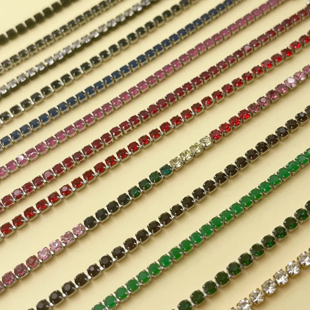 Tenni Acciaio Strass 3mm-Bracciale in Acciaio con Chiusura - BAC-413-040-3mm
