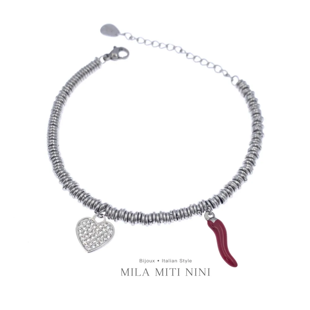 Anellini Cornino-Bracciale in Acciaio con Chiusura - BAC-413-1213