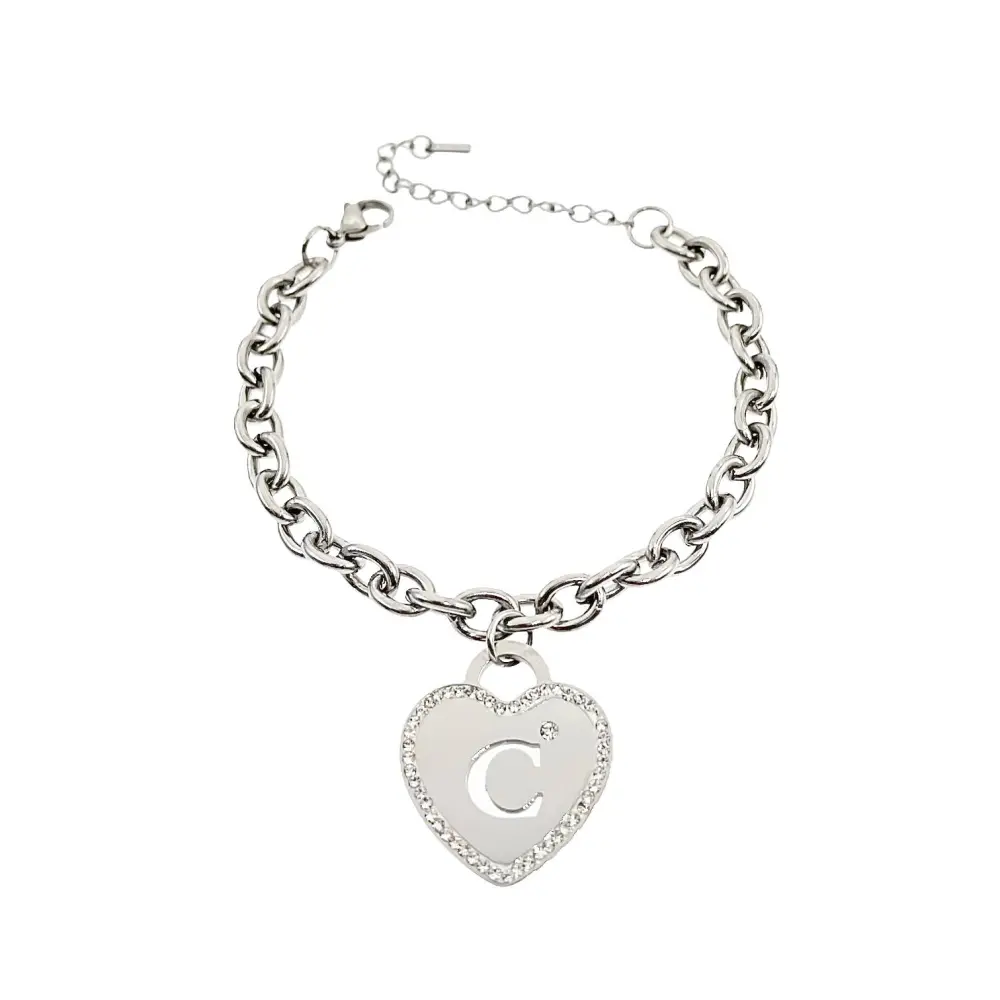 BAC1109-Iniziale Cuore - Bracciale in Acciaio - BAC413-1220
