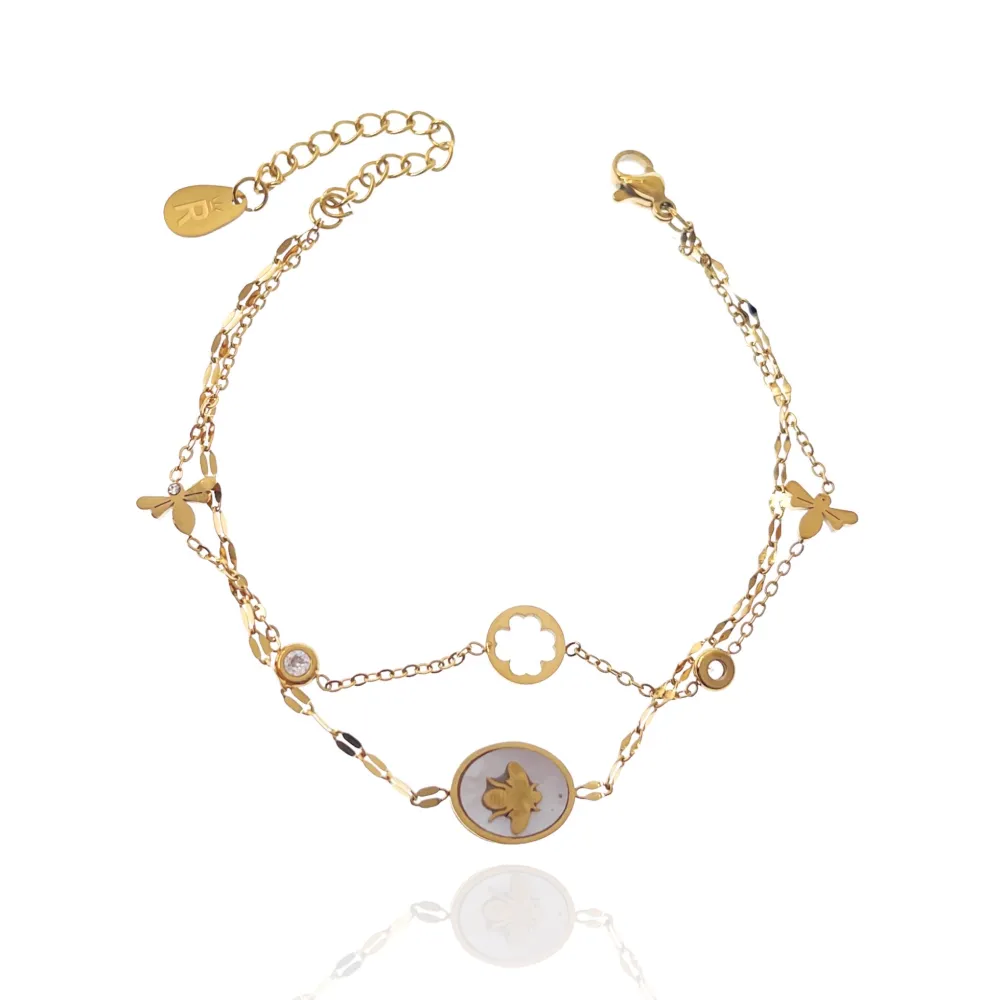 Doppia Catena con Ape-Bracciale in Acciaio con Chiusura - BAC-413-1269