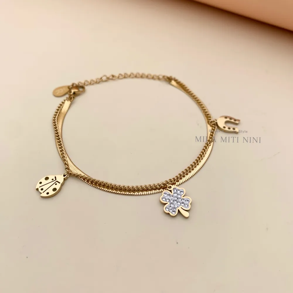 Doppio Fortuna-Bracciale in Acciaio con Chiusura - BAC413-1363